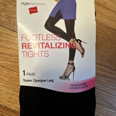 1 Pair Hanes Style Essentials Footless Tights Super Opaque Black L/XL